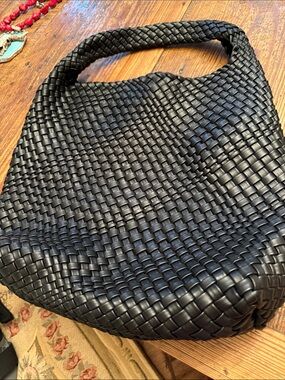 Black Woven Shoulder Bag